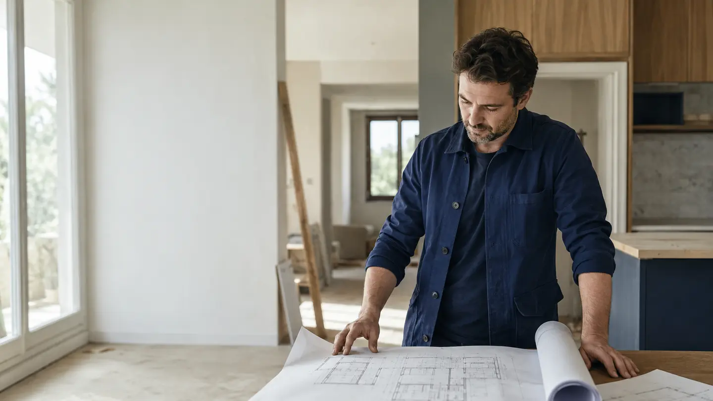 Artisan préparant un chantier près de Bordeaux