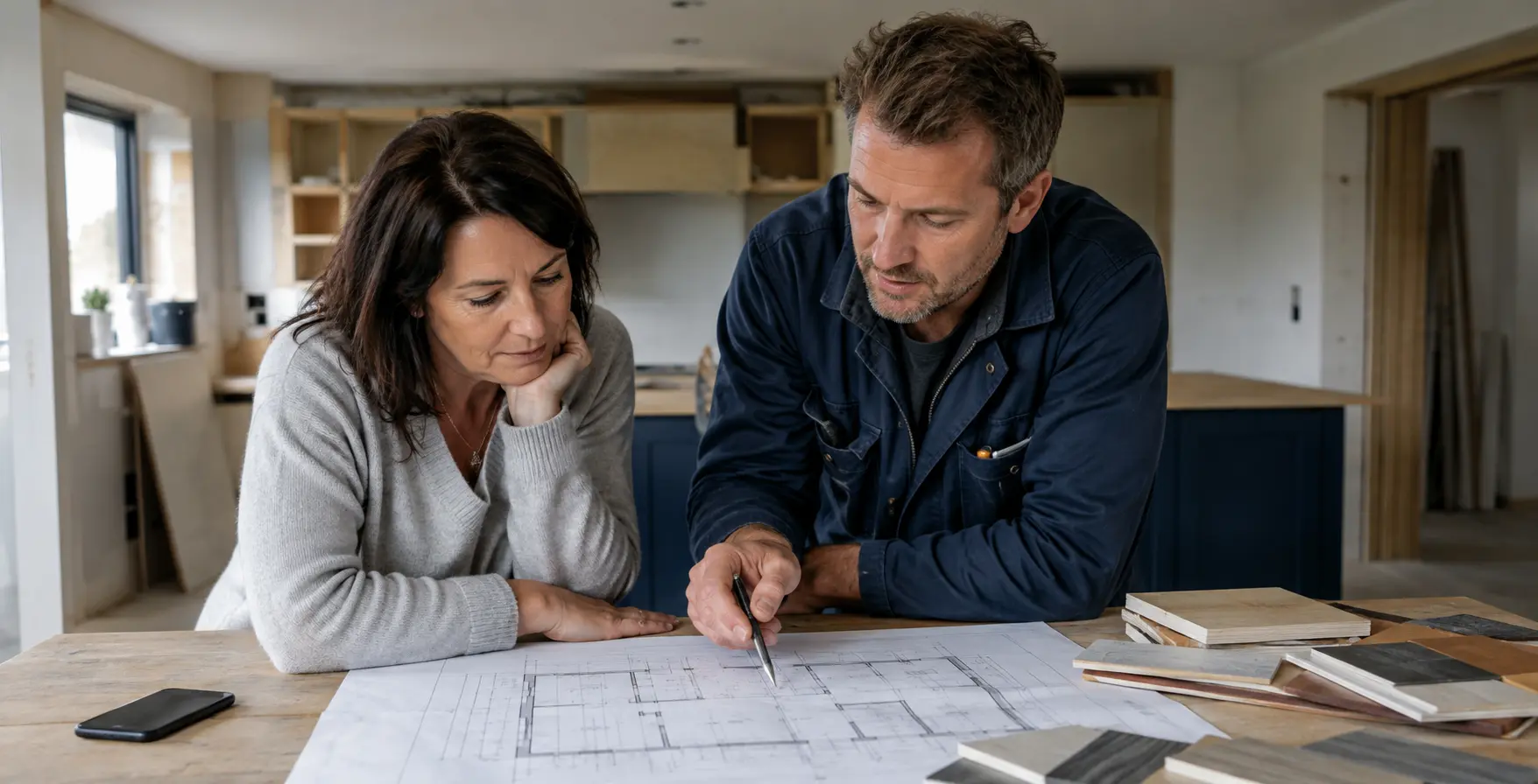 Artisan préparant un devis travaux détaillé